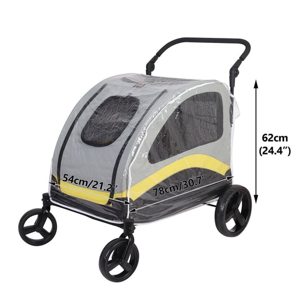 BOBOKY 4-Wheel Foldable Dog Stroller, Premium Heavy Duty Pet Stroller for Small Medium Large Dogs & Cats,Large:29x39.4x44.1 inch(with Transparent Waterproof Cover)