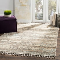 SAFAVIEH Kenya Romeo Natural Braided Fringe Area Rug, Beige/Silver, 6' x 9'