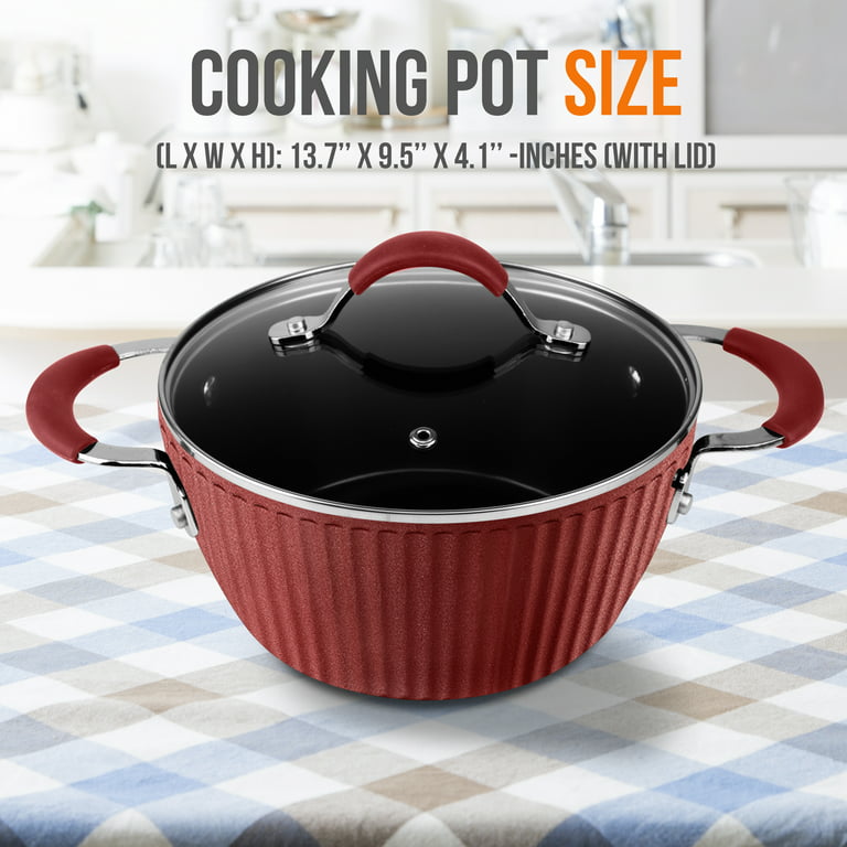 Nutrichef Dutch Oven Pot with Lid - Non-Stick Kitchen Cookware, 3.6 Quart, Size: 3.6qt