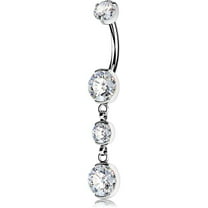 Belly Button Ring Dangle G23 Titanium Cubic Zirconia 14G Navel Piercing Jewelry