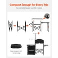 thumbnail image 5 of Portable Aluminum Camping Kitchen Table with Storage Cupboard Carrying Bag Detachable Windscreen Quick Setup for Outdoor Cooking BBQ Picnic RV Travel Black, 5 of 6