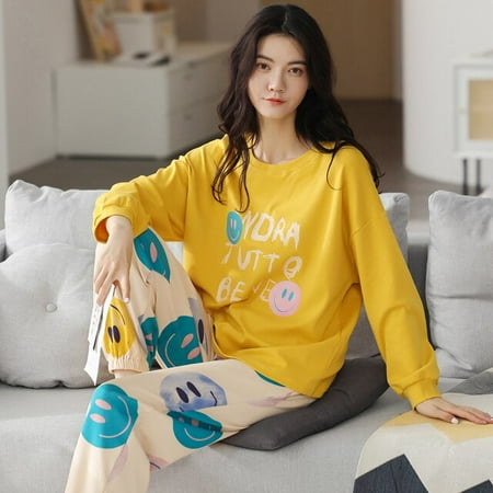 

QWZNDZGR Spring Autumn Women s Sleep Lounge Pajama Long Sleeved Woman Pajama Set Cartoon Pyjamas Cotton Sleepwear M L XL XXL XXXL Fashion