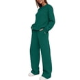 thumbnail image 5 of Sweatsuits Women 2 Piece Outfit Matching Lounge Sets Fall Outfits Crewneck Solid Color Track Suits Long Sleeve Sweatshirt Wide Leg Pants Set, 5 of 6