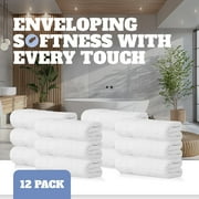 White Classic Wealuxe Collection 100% Cotton Hand Towels, White, 16 x 27, 12 Pack