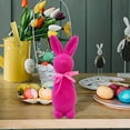 thumbnail image 5 of Flocked Bunny Easter Decorations, Easter Bunnies Figurines with Bow, Easter Simulation Plush Bow Rabbit, for Easter Home Office Party Table Centerpiece Decoration, 5 of 6