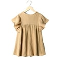 thumbnail image 2 of KYAIGUO Kids Baby Girls Organic Cotton Dress Ruffled Sleeve Tunic Dresses Toddler Casual Swing Sundress Party Princess Dresses 1-7T, 2 of 11