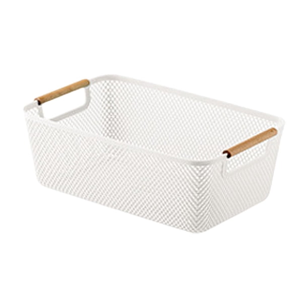 Cesta de almacenamiento, cesta de ropa decorativa, soporte para juguetes, organizador de escritorio multiusos Blanco