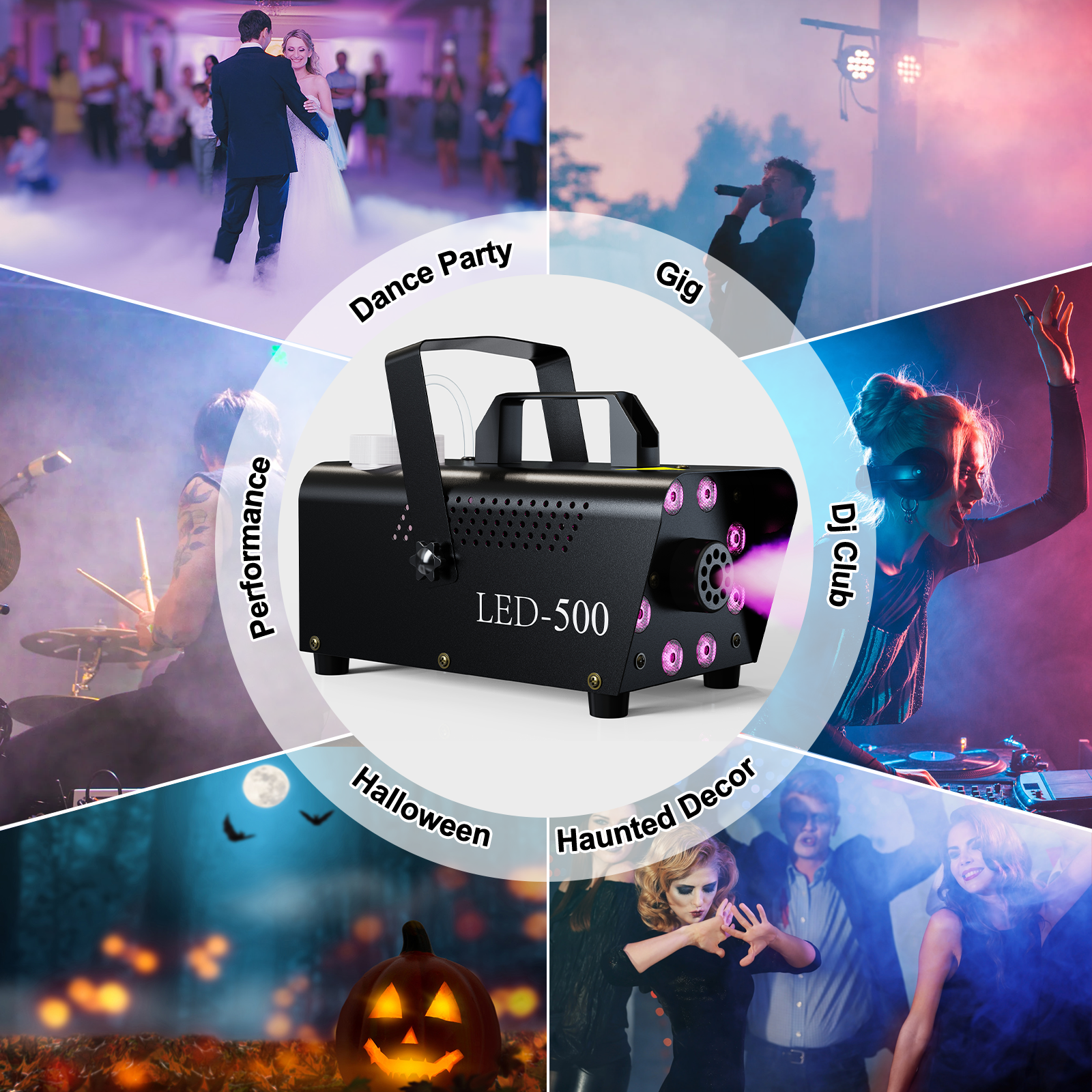 DIGITNOW Halloween Smoke Machine, Remote Controlled, 3 Stage LED Lights