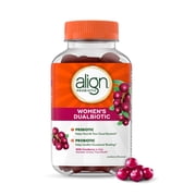 Align Womens Dualbiotic, Prebiotics and Probiotics for Women, Cranberry Flavor, 50 Gummies