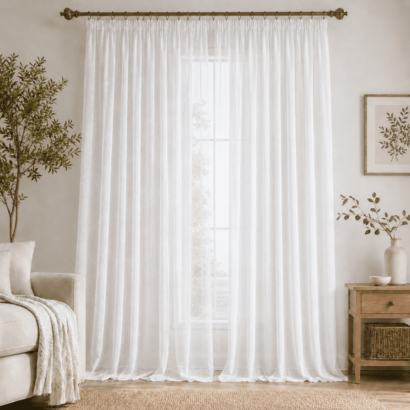 DONGPAI Sliding Door Sheer Curtains Extra Wide 100 Inch, White Voile Sheer Curtain Light Filtering Room Divider Window Drapes with Multi-Functional Pinch Pleat Rod Pocket for Living Room, 1 Panel