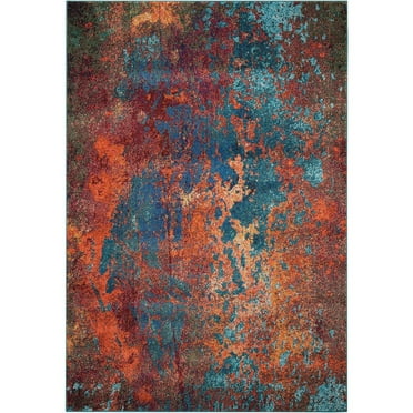 HomeRoots 4' X 6' Atlantic Abstract Power Loom Non Skid Area Rug