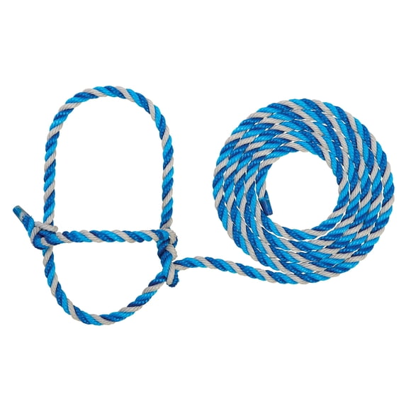Weaver Livestock Braided Poly Rope Cattle Halter, Adjustable Cow Calf Halter, Livestock Handling Equipment for Showing, Dark Blue/Hurricane Blue/Gray
