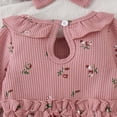 thumbnail image 6 of Faraee Newborn Baby Girl Floral Romper Set Waffle Knit Long Sleeve Ruffle Jumpsuit with Bow Headband 0 3 6 9 Months Infant Fall Winter Outfit, 6 of 7