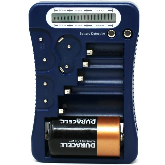 Battery Detective 12 Type Battery Tester (Blue) with LCD Display, AAA Battery, for Household Batteries AA AAA C D 9V CR2032 CR123A N/LR1 CR2 CR-V3 2CR5 CR-P2 1.5V/3V Button Cell Batteries