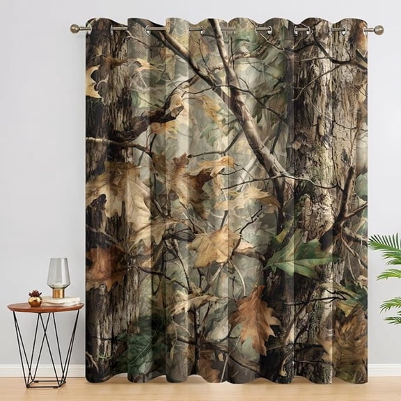 Camo Tree Curtains for Bedroom, Forest Camouflage Blackout Curtains for Living Room - Rustic Hunting Decor Window Treatments, Grommet Drapes 42"W x 108"L (Pack of 2)