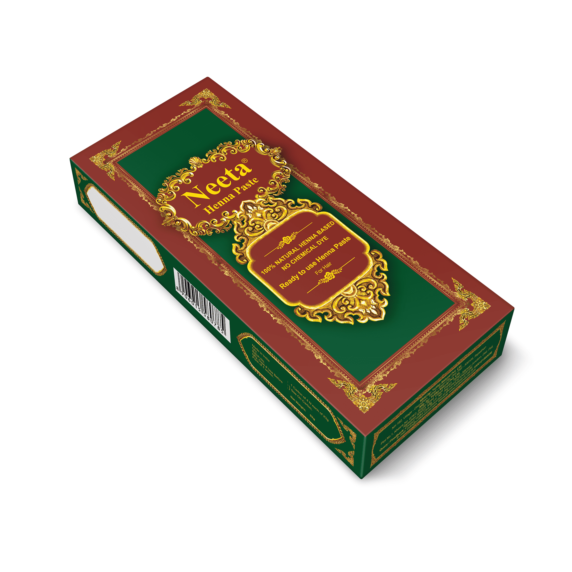 Neeta 12 Pack Ready to Use Henna Cream Paste for Hair, Reddish Brown Color, Perfect Hair Coloring Cream