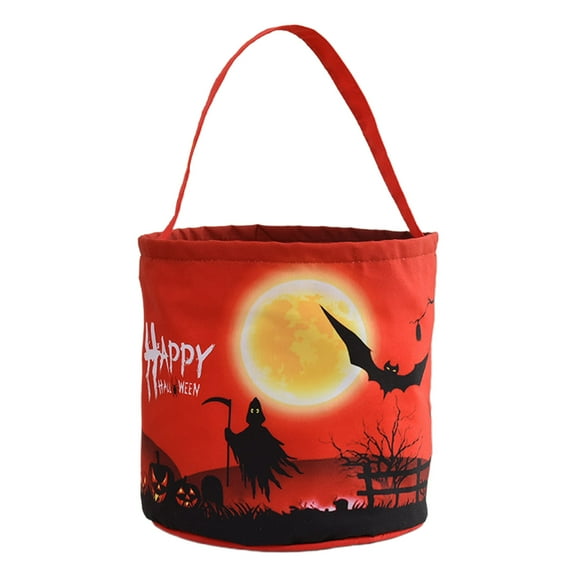 Ciwanning Halloween Bag Kid Candy Bucket Bag Candy Basket Cloth with Light 4 Colors for Halloween Day