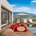 thumbnail image 3 of Geometric Red Outdoor Rug for Patio/Deck/Porch, Non-Slip Large Area Rug 3 x 5 Ft, Boho Retro Abstract Circle Black Green Indoor Outdoor Rugs Washable Area Rugs, Reversible Camping Rug Carpet Runner, 3 of 8