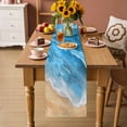 thumbnail image 2 of Blue Coastal Beach Table Runner 90 Inches, Summer Nautical Ocean Beige Seaside Bed Runner Dresser Scarves Tabletop for Indoor Outdoor Parties/Ceremony/Banquet, 13" x 90", 2 of 9