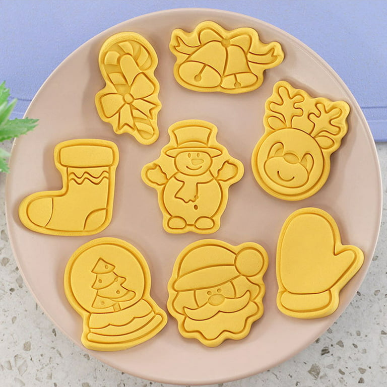 8 Pcs/set Diy Cookie Mold Christmas Cartoon Biscuit Mould 3D Cookie Cutter  Plastic Baking Mould Cookie Decorating Baking Tools - AliExpress