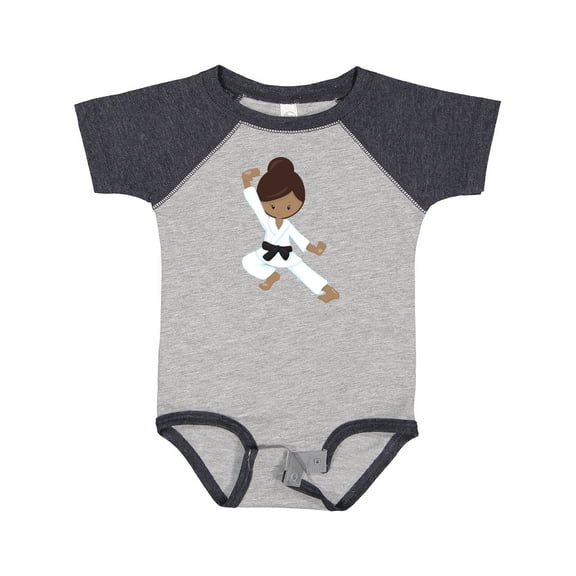 Inktastic African American Girl, Black Belt, Karate Pose Girls Baby Bodysuit