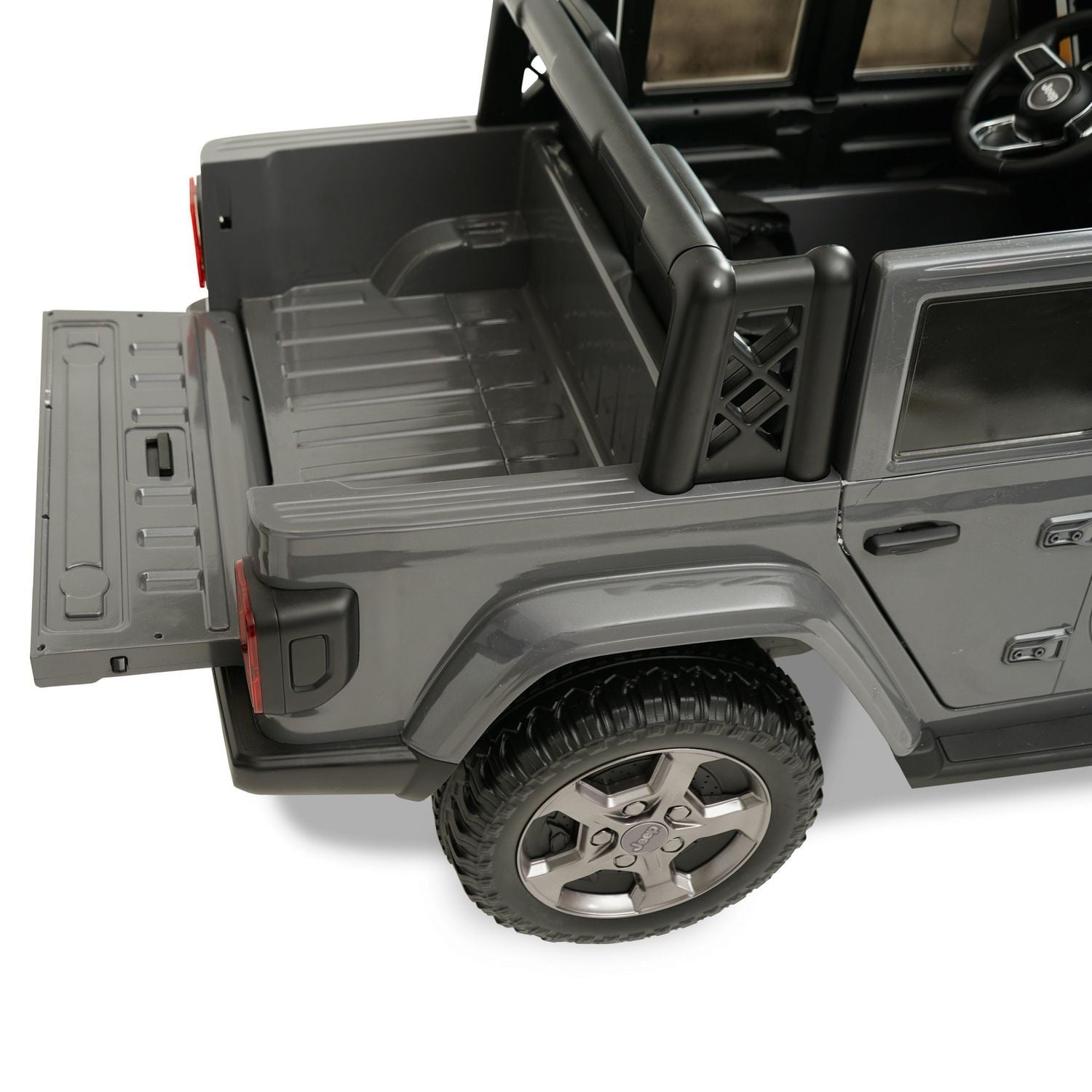 12V Jeep Gladiator Rubicon Battery Powered Ride-on, 2-Seater, Gray, Child Ages 3-8, Max Speed 5 mph