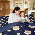 thumbnail image 4 of Manfei Jungle Bear Full Size Comforter Sets, Dreamy Animal Print Bedding Comforter Set, Navy Tan, Blue Reversible, 3-Piece, 1 Comforter and 2 Pillowcases, 4 of 7