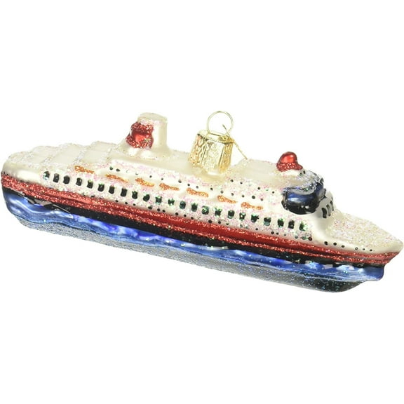 Old World Christmas Glass Blown Ornament, Cruise Ship (#46030)