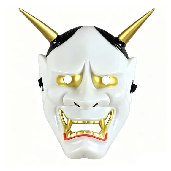AURIGATE Japanese Hannya Demon Full Face Mask, 7.87x9.84 in Plastic Halloween Scary Costume Mask