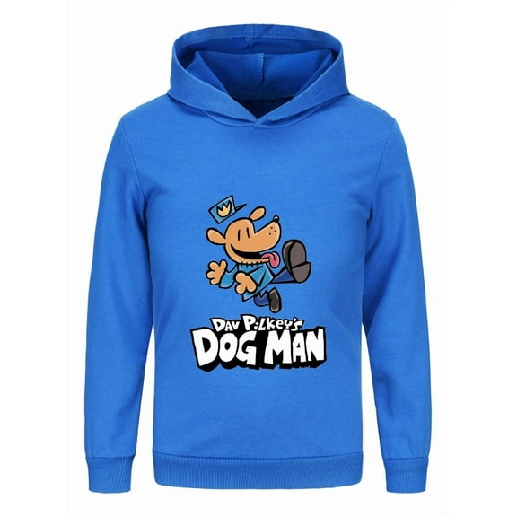 Dog Man Jumping Action Pose Kids Hoodie – Energetic Comic Top for Boys & Girls Fans