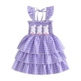 thumbnail image 5 of Vestido sin mangas con cuello redondo hasta la rodilla para niñas, moderno e informal, de verano, dulce, elegante y adorable, con estampado de cuadros de conejito de Pascua, vestido de poliéster para, 5 of 5