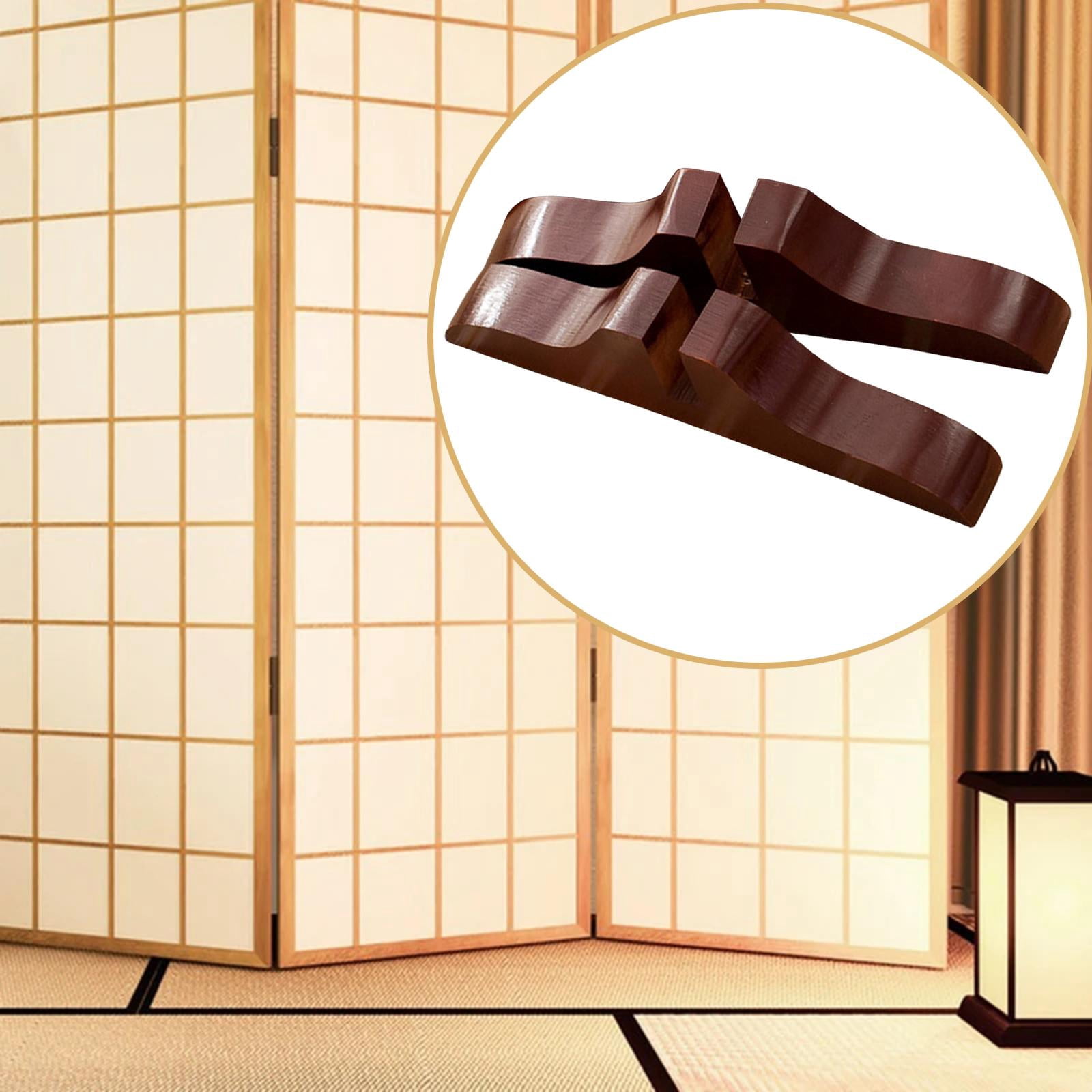 kowaku 2 Pieces Privacy Screen Holder Room Divider Stand Detachable Useful Privacy Screen Clips Wooden Screen Base Screen Panel Feet Brown