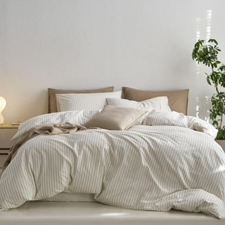 EAVD 3-Piece Twin XL Striped Comforter Set - Pink Geometric Farmhouse Bedding, All-Season
