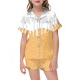 thumbnail image 1 of Hiiyo Girls Pajamas Ice-Cream Print Short Sleeve Button Shirt Shorts Sleepwear Set, 1 of 3