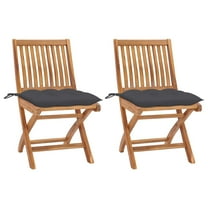 vidaXL Patio Chairs 2 pcs with Anthracite Cushions Solid Teak Wood