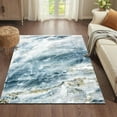thumbnail image 4 of Ice Blue Marble Pattern Area Rugs, 4x8ft Modern Ocean Blue Art Entryway Rug Short Pile Non-Slip Soft Washable Indoor Thin Floor Carpet for Living Room Bedroom, 4 of 6