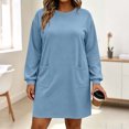 thumbnail image 2 of ShomPort Women's Plus Size Dresses Crew Neck Long Sleeve Sweatshirt Dress with Pockets Loose Loungewear Casual Mini Dresses, 2 of 8