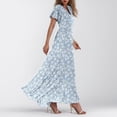 thumbnail image 3 of Misright Womens Floral Maxi Dress Casual V Neck Short Sleeve Flowy Beach Wedding Guest Long Dresses, 3 of 8