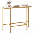 thumbnail image 1 of Costway Entryway Table with Faux Marble Top and Metal Frame for Hallway, Living Room White and Gold, 1 of 9