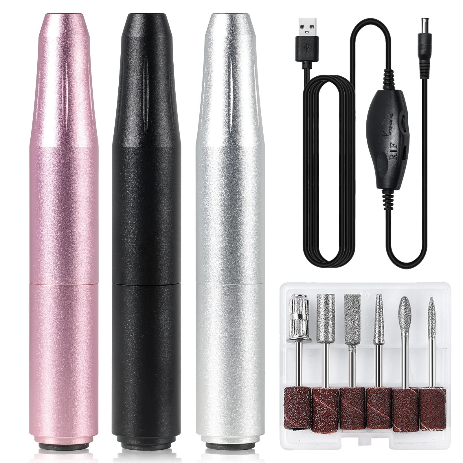 Electric Nail Drill Professional USB Portable Nail Drill Pen Low Voice Nail File for Acrylic Gel Nails Manicure Salon Use