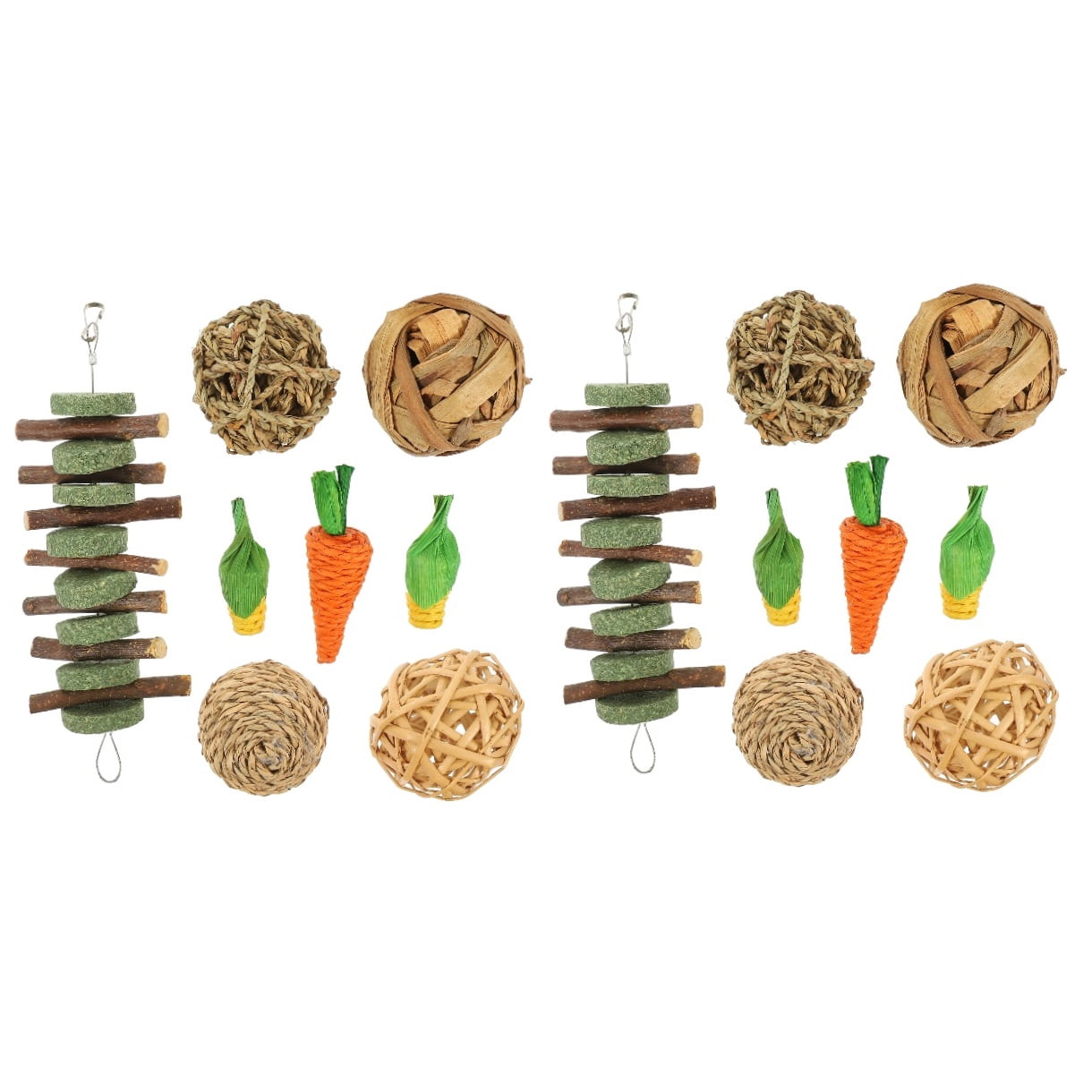 unbranded 16 pcs Rabbit Chew Toys Cage Accessories Small Animals Chewing Toys for Bunny Chinchilla
