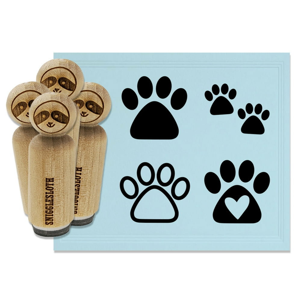 Cute Cat Dog Paw Prints Rubber Stamp Set for Scrapbooking Crafting