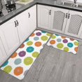thumbnail image 2 of Geometric Flower and Dahlia White Anti Fatigue Kitchen Rugs Set Of 2, Non Slip Washable Decorative Floor Mats for Kitchen Sink Laundry, 17"x30" and 17"x47", 2 of 6
