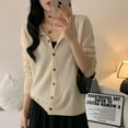 thumbnail image 3 of New Fashion Autumn Winter 100% Wool Cardigan Sweater Womens Knitted O-neck Cardigan Sweater Solid Color Female Basic Clothe, 3 of 5