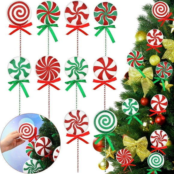 pcs Christmas tree picks inch Christmas lollipop picks Christmas tree picks with ribbon Christmas tree decoration red green 7 inch Christmas lollipop picks Christmas tree picks with ribbon Christma