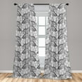 thumbnail image 5 of Ambesonne Floral Curtains, Paisley Petals, Pair of 28"x84", Black and White, 5 of 5