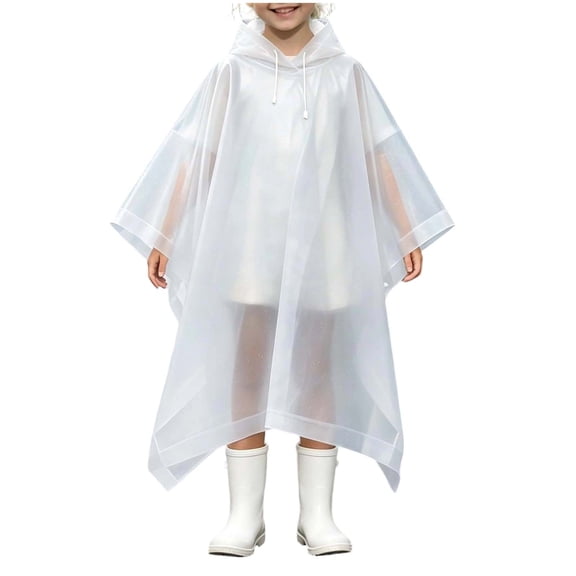 XUNKUSGA Reusable Rain Ponchos for Kids Classic Solid Color lightweight Waterproof Raincoats with Hood Drawstring Thickened Foldable Ponchos for Boys Girls