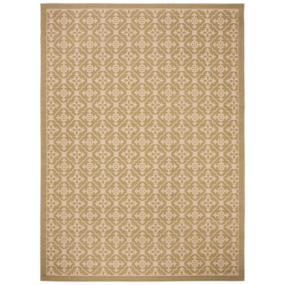 SAFAVIEH Courtyard Alastar Geometric Indoor/Outdoor Area Rug, Green/Creme, 8' x 11'