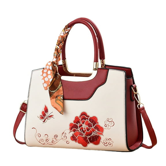 Otqutp Leather Tote Bag Women Shoulder Bag College Tote Leather Handbag Work Tote Bag Purse for Casual Traveling Hiking(Watermelon Red,One Size)