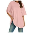 thumbnail image 2 of Womens T Shirts Summer Tops 2025 Solid Color Short Sleeve Crewneck Loose Classic Basic Tees Tshirts Shirts for Women, 2 of 5
